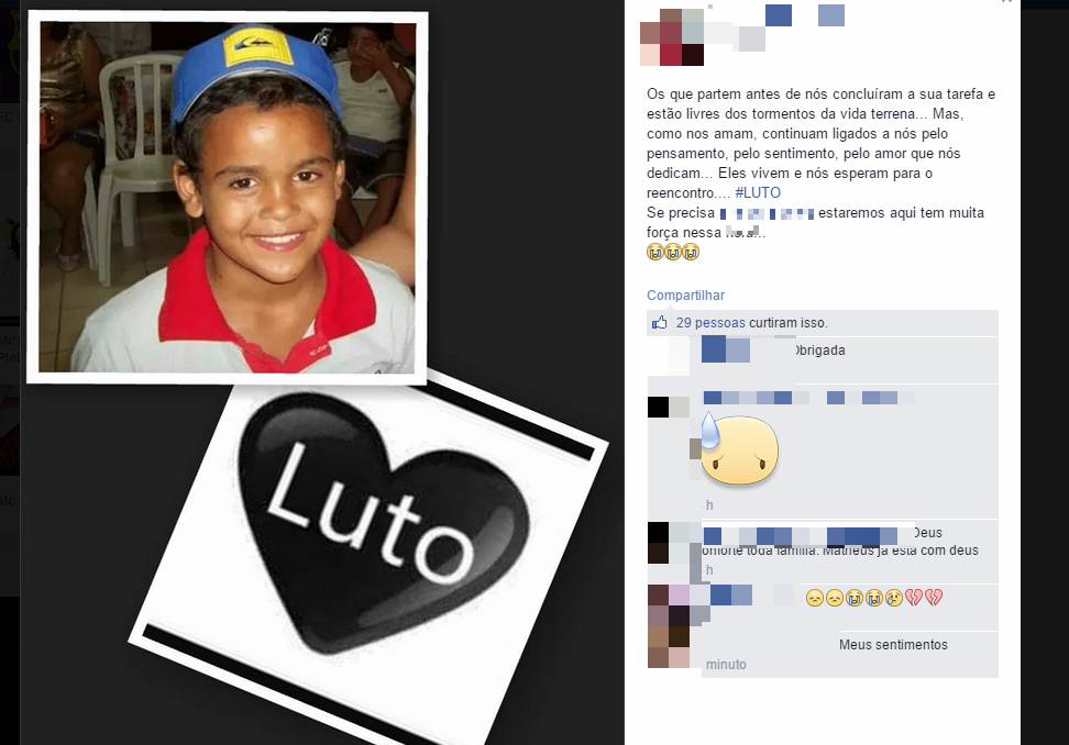 Amigos da família da criança, postam mensagens de apoio via Facebook. (Foto:Arquivo Pessoal)