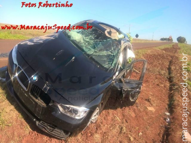 BMW ficou parcialmente destruída com o acidente - Foto: Maracaju Speed