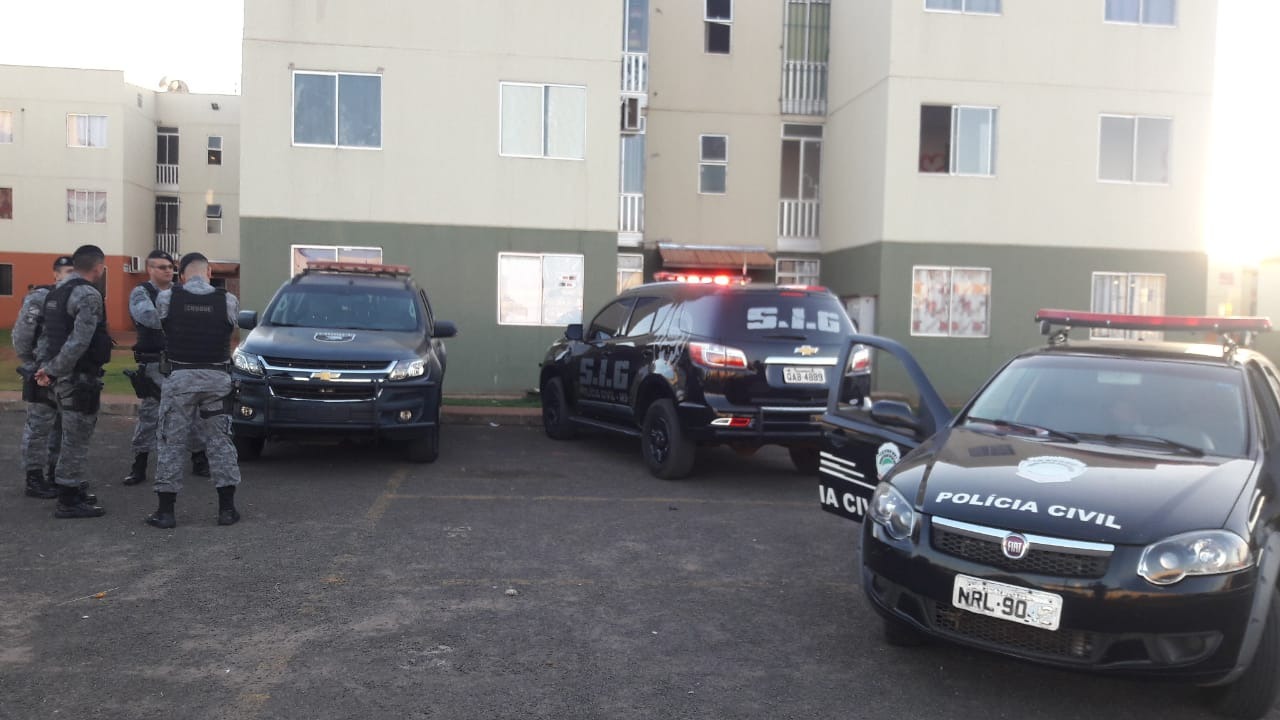 A Operação mobilizou 40 Policiais Civis, 30 Policiais Militares, 8 Policiais do GARRA, 8 Policiais da Tropa do Batalhão de Choque e 2 aeronaves. Foto: Fábio de Campos/Rádio Caçula