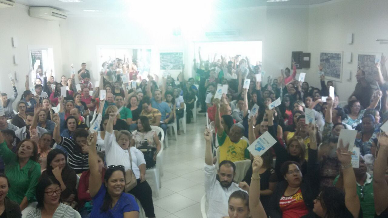 Assembleia deliberou o apoio a greve até que a Fetems sinalize se aceita ou não a proposta do governo. Foto: Divulgação Whatsapp