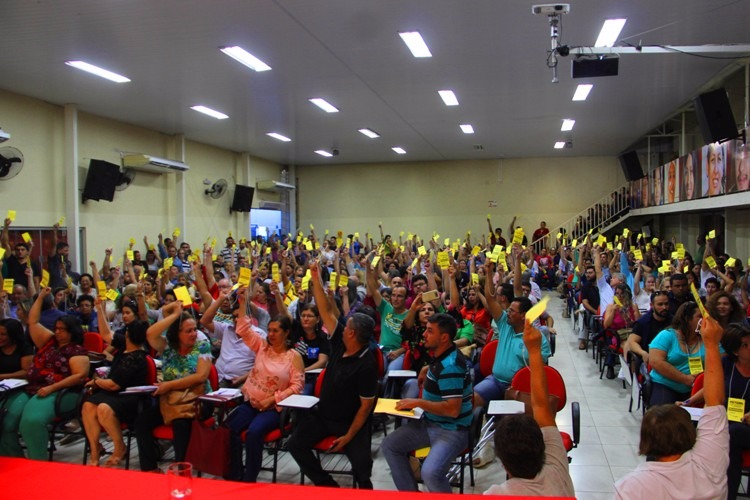 Assembleia realizada nesta quarta-feira em Campo Grande. (Foto: Divulgação/Fetems)