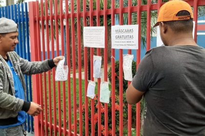 Escola Municipal Olyntho Mancini cria varal para doar máscaras a comunidade em Três Lagoas (MS). Foto: Prefeitura Municipal de Três Lagoas