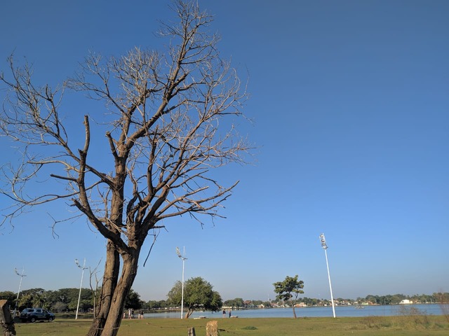 Vista da Lagoa Maior na primeira manhã de inverno. Foto: Rádio Caçula/Rodrigo de Freitas.