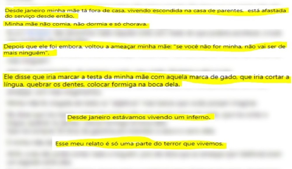 Parte do desabafo da filha da vítima nas redes sociais — Foto: Redes sociais