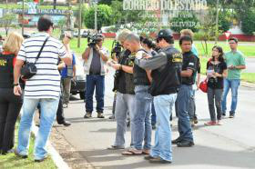 Foto: Gerson Oliveira / Correio do EstadoReprodução simulada do crime aconteceu hoje pela manhã
