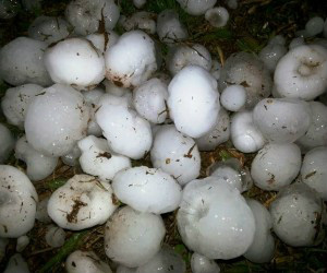 Chuva de granizo em Novo Horizonte do Sul, no dia 25 (Foto: Reprodução/YouTube)