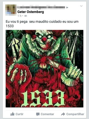 Mensagem deixada em perfil de policial militar(Foto: Reprodução/ Facebook)