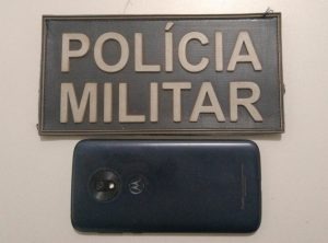 O aparelho, produto de furto/roubo registrado em Junho deste ano. Foto: ASSECOM 2°BPM