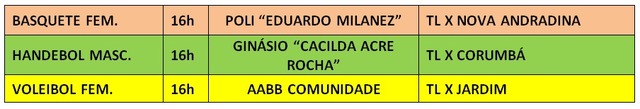 Tabela de Jogos. Foto: Assessoria.