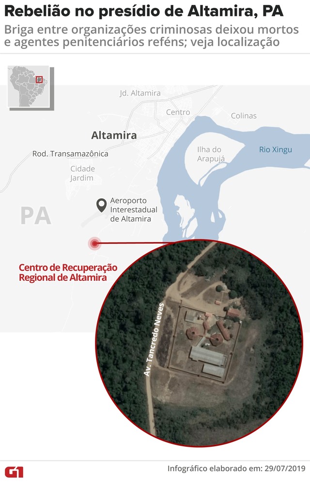 Altamira - Rebelião em presídio no sudoeste do Pará faz reféns e deixa mortos. - Imagem: G1.com