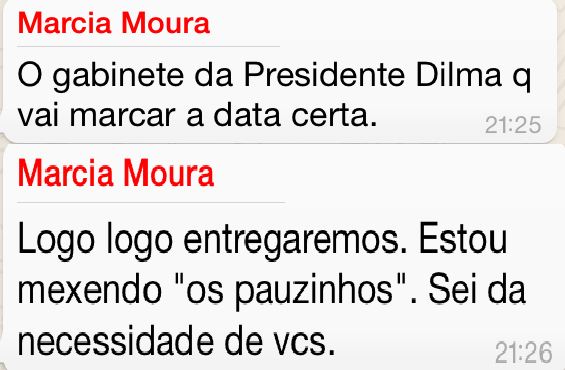 Reprodução do texto enviado pela Prefeita através do Whatts App