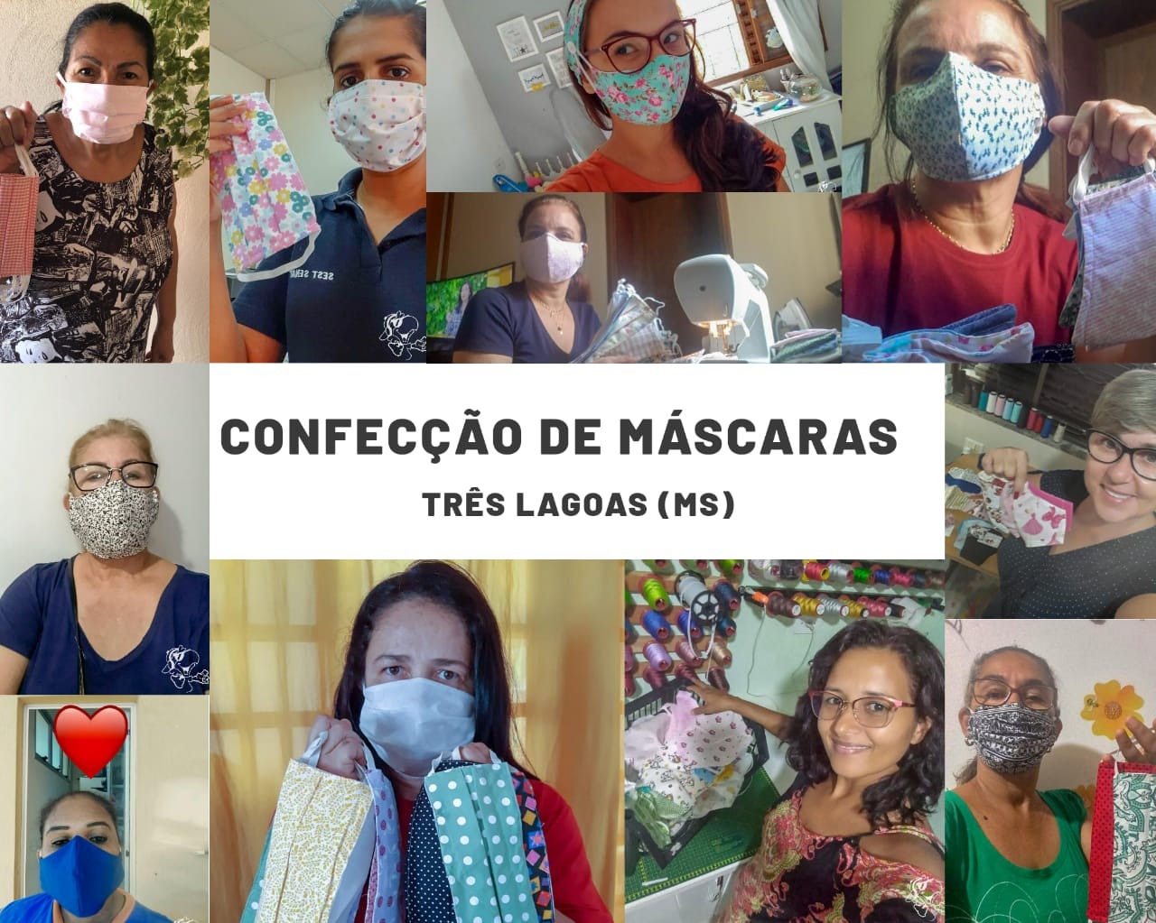Mulheres na batalha contra a pandemia confeccionam máscaras por amor a vida em Três Lagoas (MS)