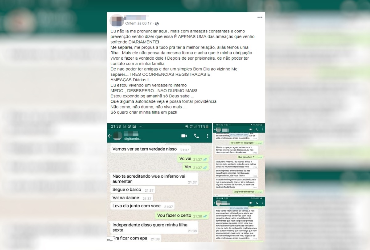 Na postagem que repercutiu bastante no início da semana, a vítima relata as ameaças e o relacionamento abusivo que tinha com o agressor. Foto: Facebook