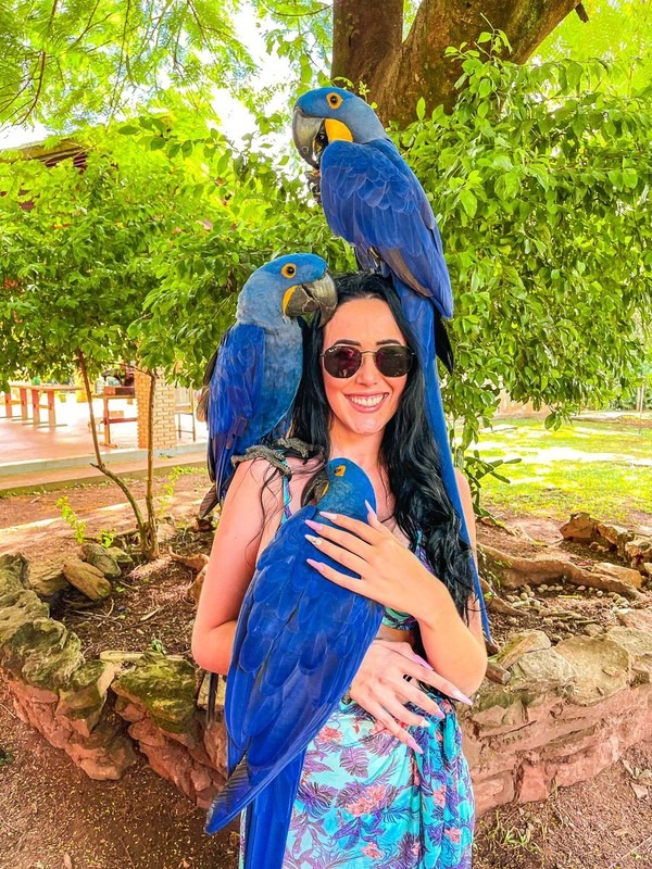 Jovem diz que encontro com as araras foi um momento inesquecível e emocionante — Foto: Redes Sociais/Reprodução