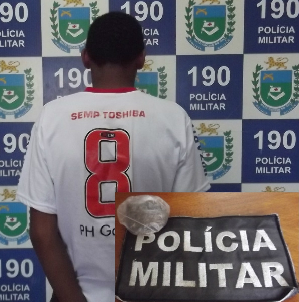 Menor foi apreendido suspeito de comercializar drogas em frente a uma escola. Foto: Rádio Caçula
