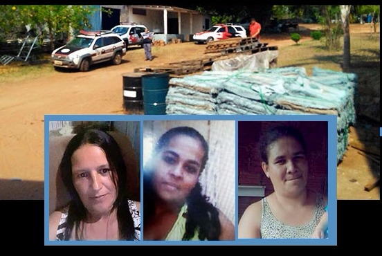 As três mulheres e ao fundo o curtume (foto: Paparazzi News)