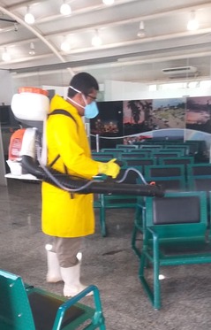 Covid-19: O Aeroporto Municipal de Três Lagoas passou por uma sanitização completa. Foto: Assessoria de Comunicação da Prefeitura de TL