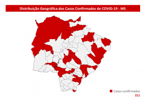 Mapa da Covid-19 de 7 de maio. Foto: Divulgação/SES