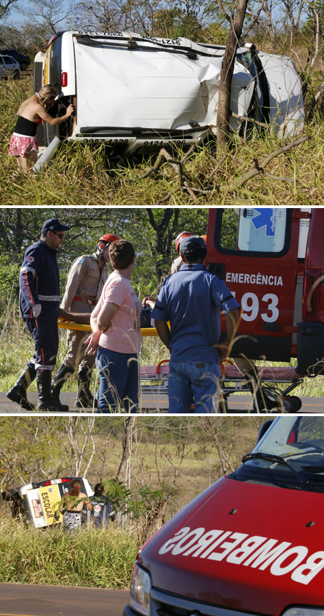 Carro capotou depois de passar por uma curva da MS-080