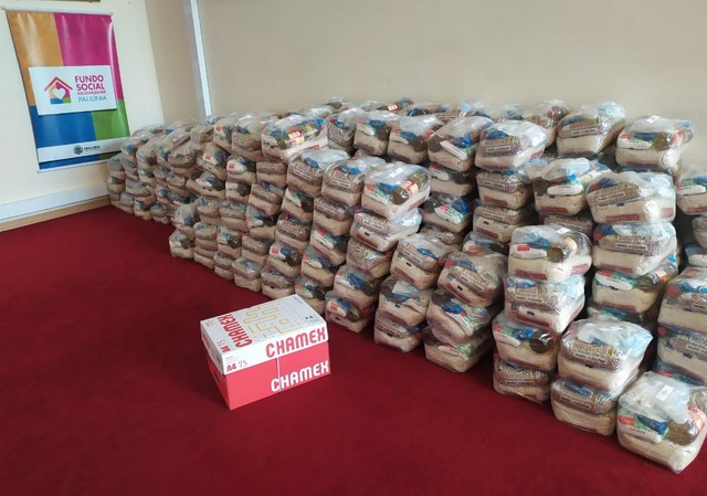 Doação de EPIs hospitalares, produtos de limpeza e caixas de Chamex para hospitais públicos nas regiões em que atua. Foto: Asscom