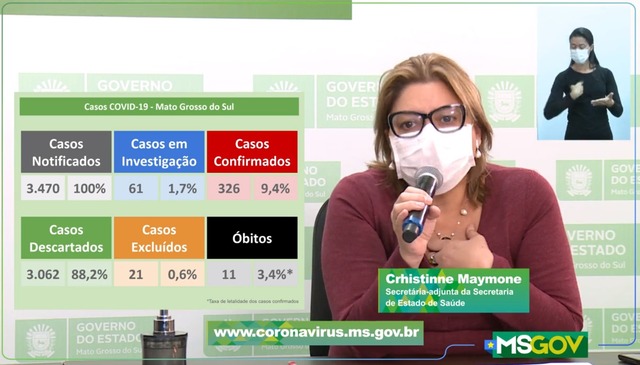 Atualização dos casos no Estado de MS. Foto: Divulgaçãa/SES