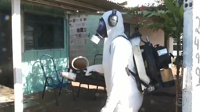Agente passa veneno em casa em Andradina — Foto: Reprodução/TV TEM