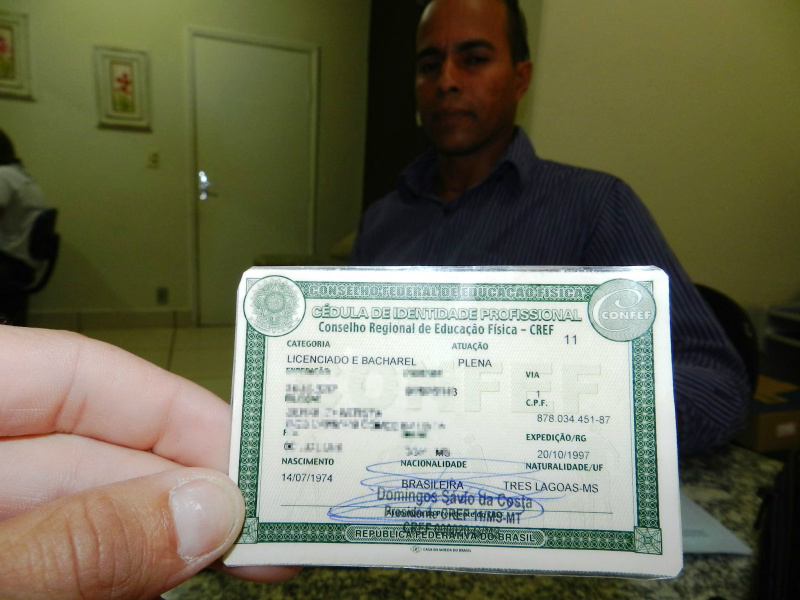 Carteira de professor de Educação Física