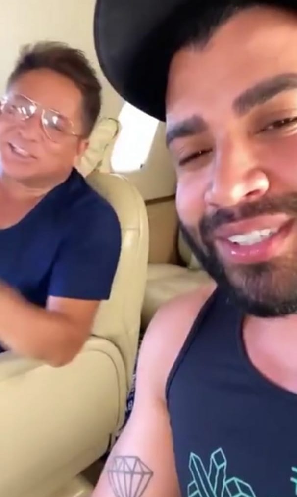 Leonardo e Gusttavo Lima fazem pouso de emergência durante tempestade. Foto: Reprodução/Rede Social