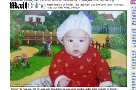 Bebê chinês foi encontrado morto dentro de uma máquina de lavarReprodução/Daily Mail
