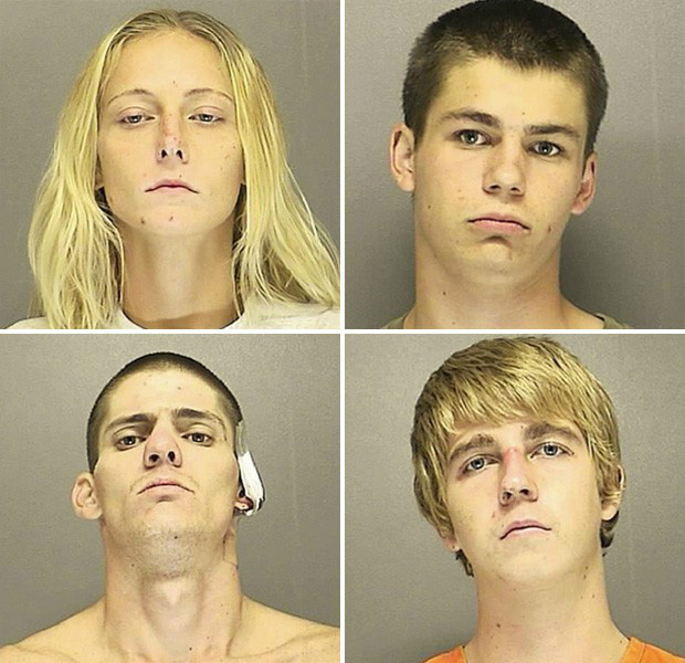 Kayla Selph, Alex Safford, James Watson e Joseph Jones (da esquerda para direita) foram presos após assalto fustrado (Foto: Divulgação/Volusia County Sheriff's Office)