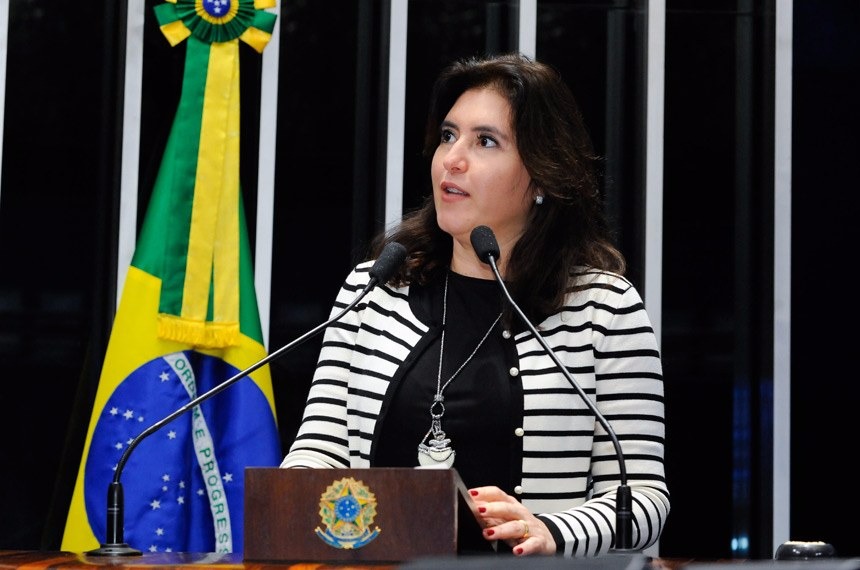 Senadora Simone Tebet durante discurso. (Foto: Senado)