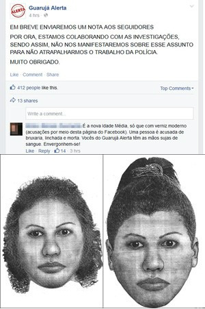 Internautas revoltados e retrato-falado divulgado em 2012 (Foto: G1)