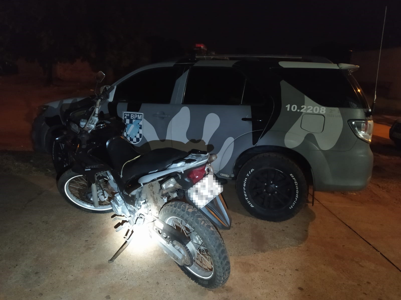 Moto recuperada na tarde deste sábado (23). Foto: Polícia Militar