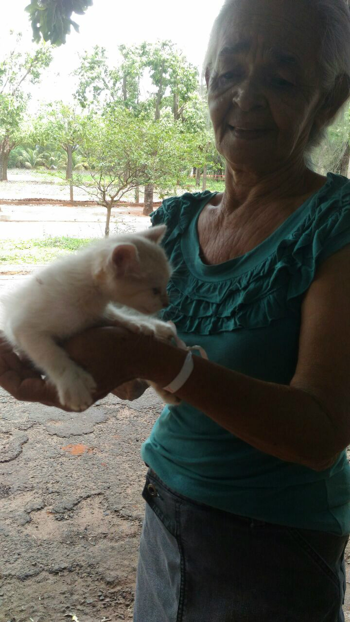 A Dona de Casa ficou muito feliz com o resgate do animal. Foto: Divulgação Corpo de Bombeiros