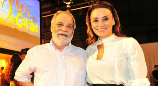 Walter Negrão e Suzana Pires. Foto: Reprodução/TV Foco. Suzana assume a autoria da novela após internação do autor.