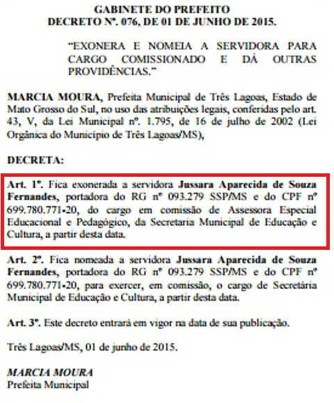 Reprodução do Diário Oficial dos Municipios de MS