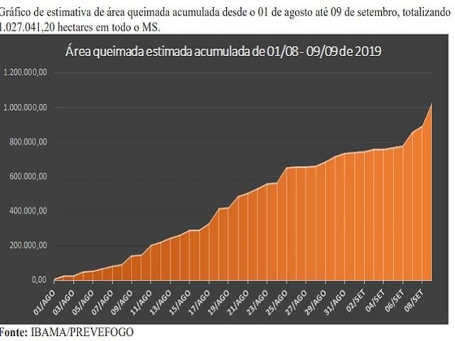 Dados divulgados pelo Ibama mostram a evolução dos focos de incêndio em MS (Foto/Divulgação)