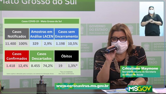 Atualização do Boletim Epidemiológico pela Secretaria de Estado de Saúde de MS. Foto: Faceboo/SES