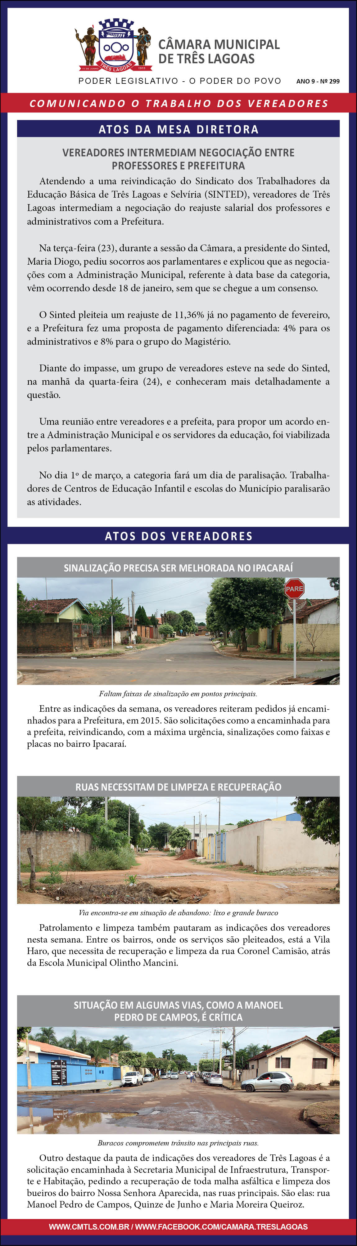 Câmara Municipal de Três Lagoas - Trabalho dos Vereadores