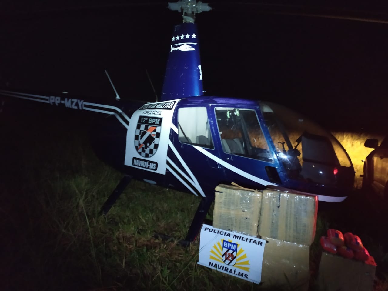O piloto adquiriu  a droga no Mato Grosso e usava a aeronave para transportar cocaína e Skank até Naviraí (MS). Foto: PMMS/Rádio Caçula.