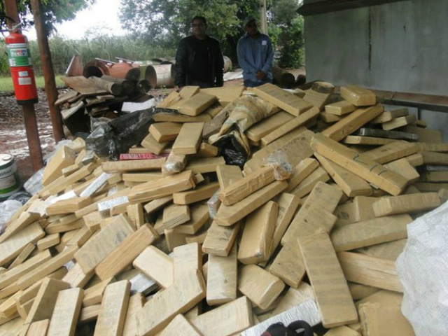 Entorpecente apreendido no município pouco antes de ser incinerado (Foto: Divulgação/Polícia Civil)
