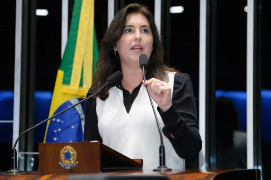 Ela destacou que Ramez Tebet começou a vida política como prefeito de Três Lagoa. Imagem: Senado Federal.