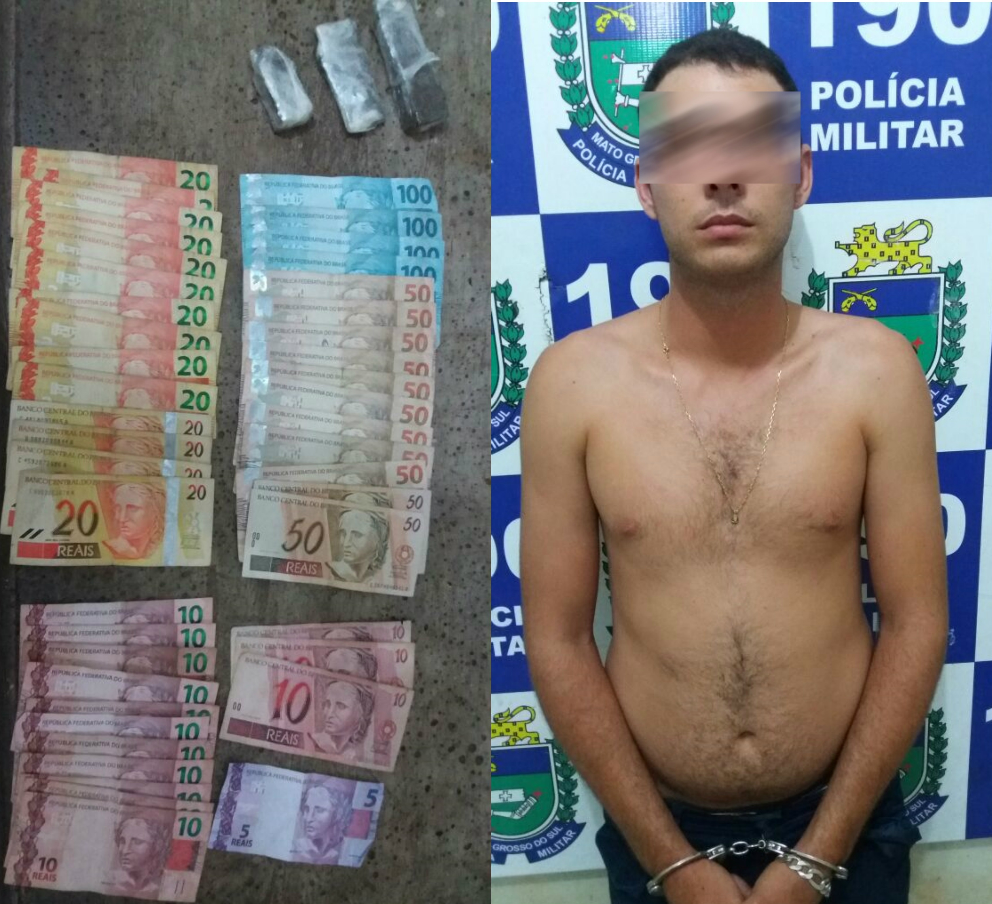 Gaspar alegou ser usuário mesmo com três tabletes de maconha. Foto: Divulgação PM