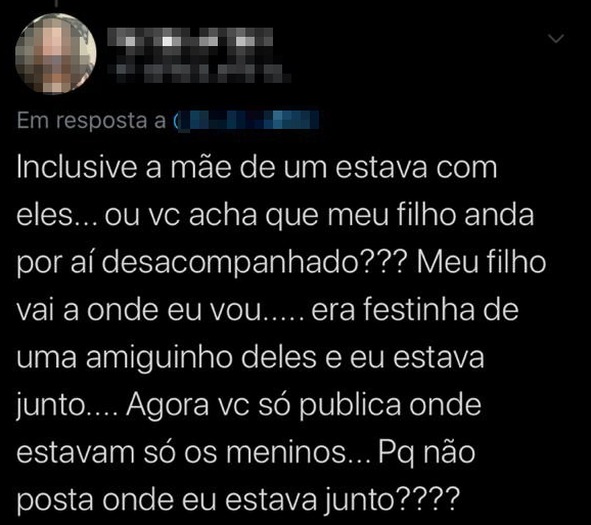 Uma das mães de um adolescente presente na festa comentou, na publicação do **Exposed Quarentena TL**: Foto: Reprodução.
