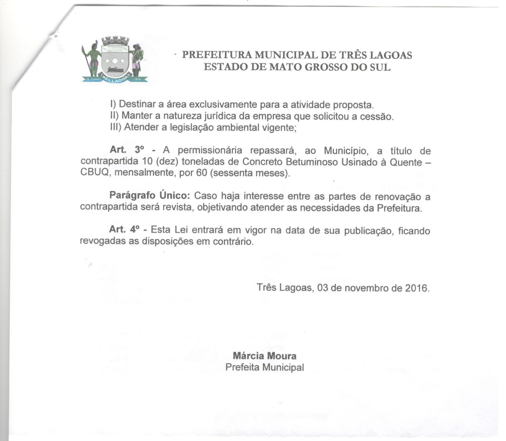 Projeto de Lei 66 que se aprovada irá conceder o direito de uso de uma grande área no bairro Jupiá, por uma empresa de pavimentação asfáltica. Foto: Rádio Caçula