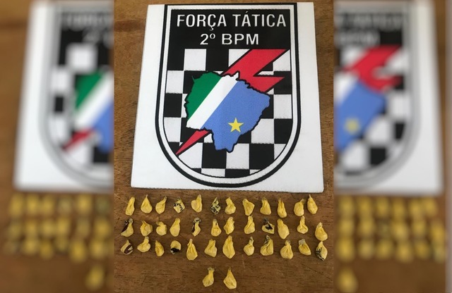 Drogas apreendidas com o adolescente no bairro Jardim Paranapungá. Foto: 2º BPM.