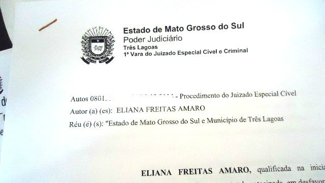 Cópia do processo em que Eliana processa o estado do mato grosso do Sul e o município de Três Lagoas