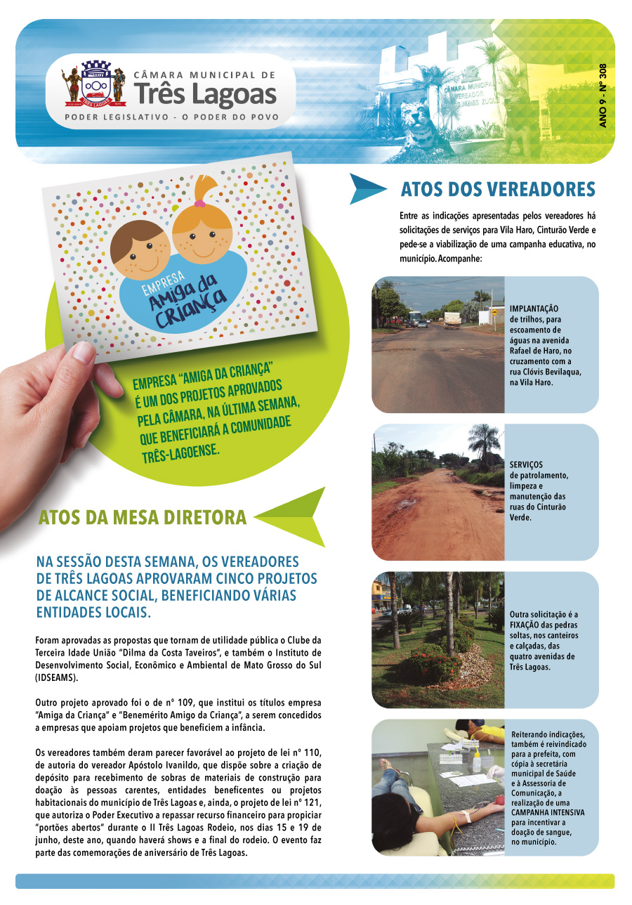 Câmara Municipal de Três Lagoas - Trabalho dos Vereadores