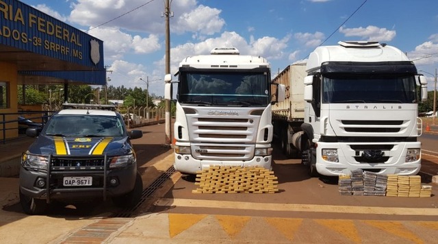 Cocaína seria levada de Ponta Porã até o porto de Santos, de onde iria para o exterior - Foto: Divulgação / PRF