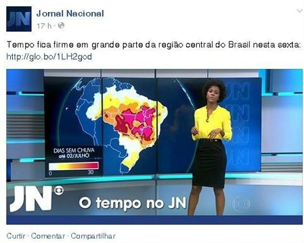 Maria Júlia é responsável por apresentar a previsão do tempo no Jornal Nacional ( Reprodução: TV Globo )